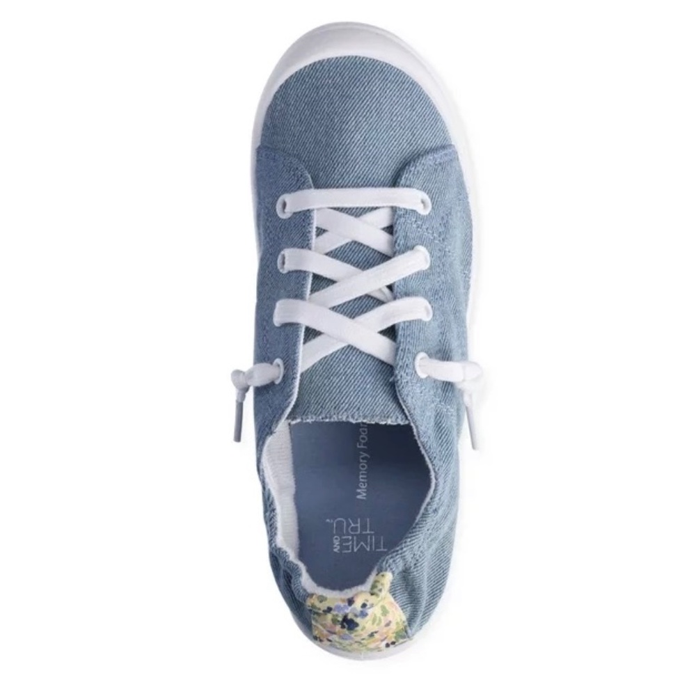 *MEDIUM WIDTH Time and Tru Women's Scrunch Back Slip-On Sneaker - LIGHT BLUE - Picture 4 of 5